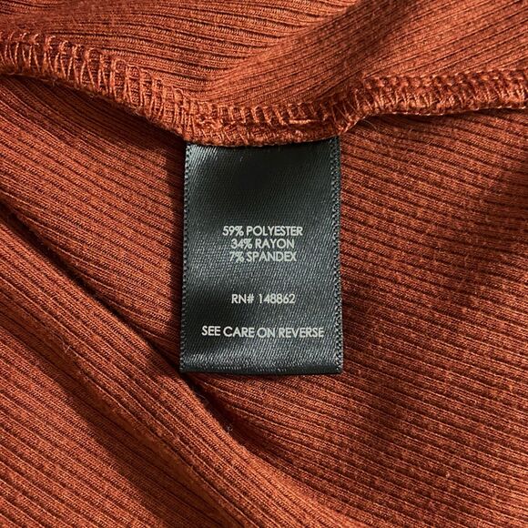 Torrid Midi Rib Button-Front Skirt Size 0 (L/12) Brandy Brown Pockets Stretch - Picture 5 of 5